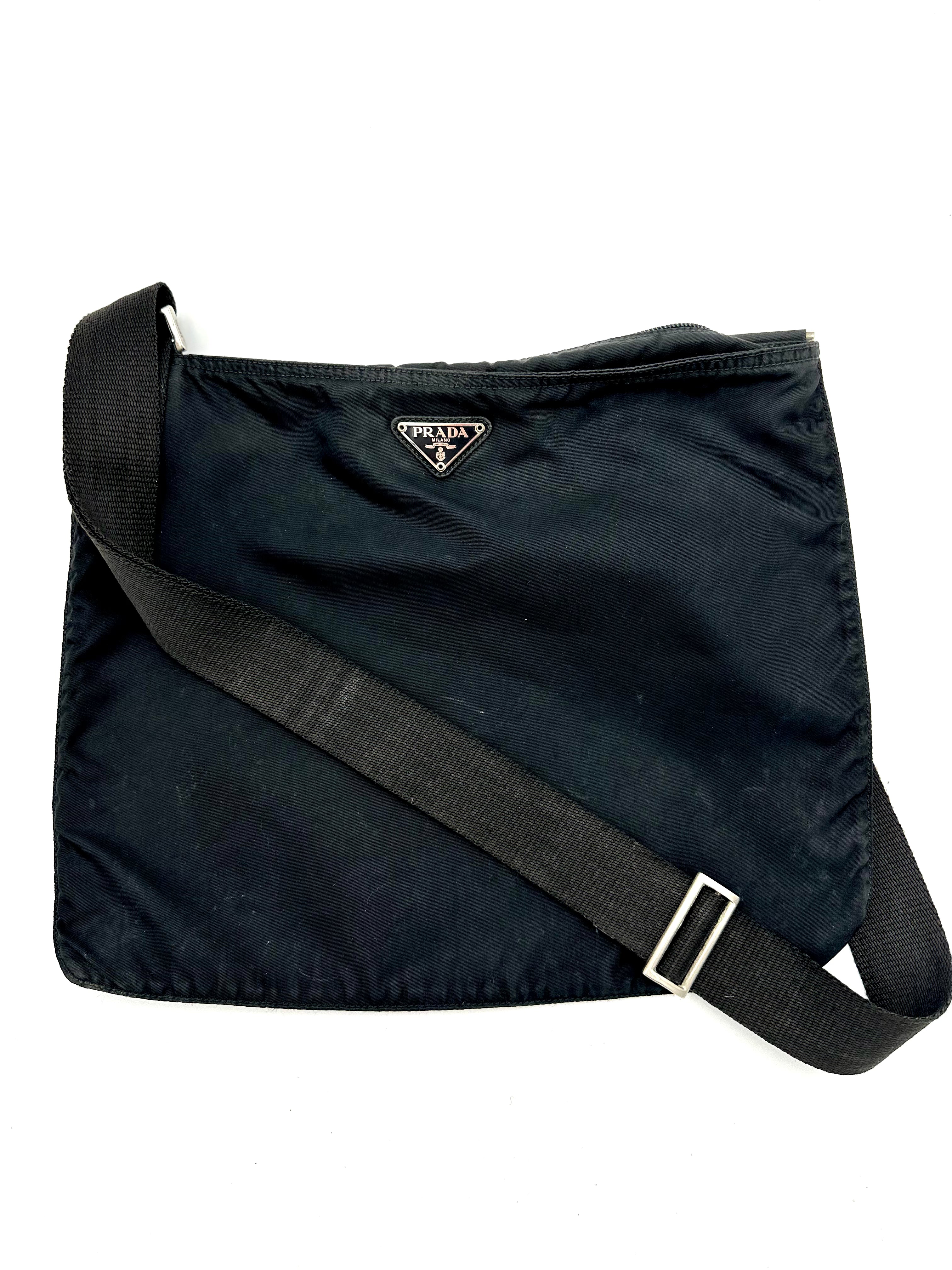 PRADA Nylon Vela Flat Messenger Bag Black – Certified Consignment