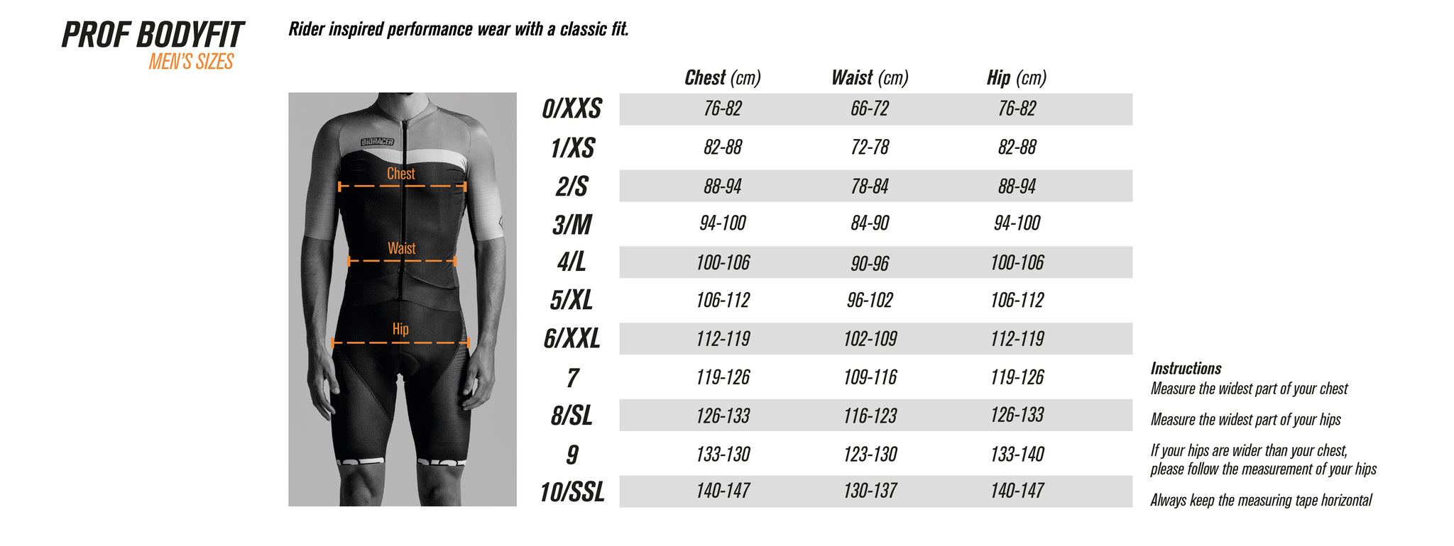 size guide for mens jerseys