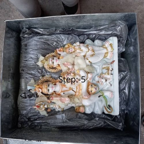 Packing of Marble Statue Foam packaging Shiv Parivar Marble murti