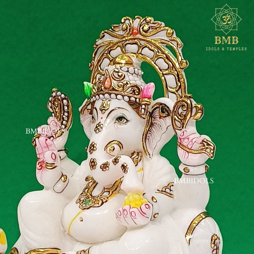 Marble Ganesh Murti made in Makrana white Marble in 9inches – BMBIDOLS