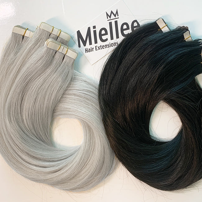 High Contrast Neutral Ombre Seamless Tape Ins - Wavy Hair