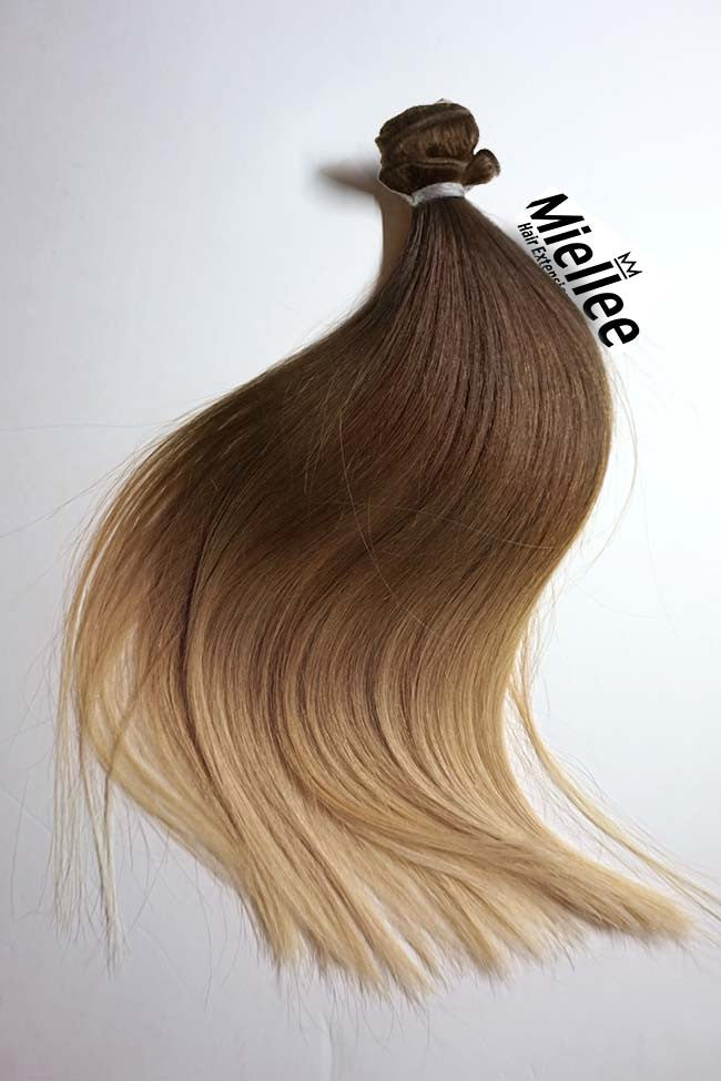 Light Golden Brown Balayage Weave Extensions Silky Straight Remy Human Hair