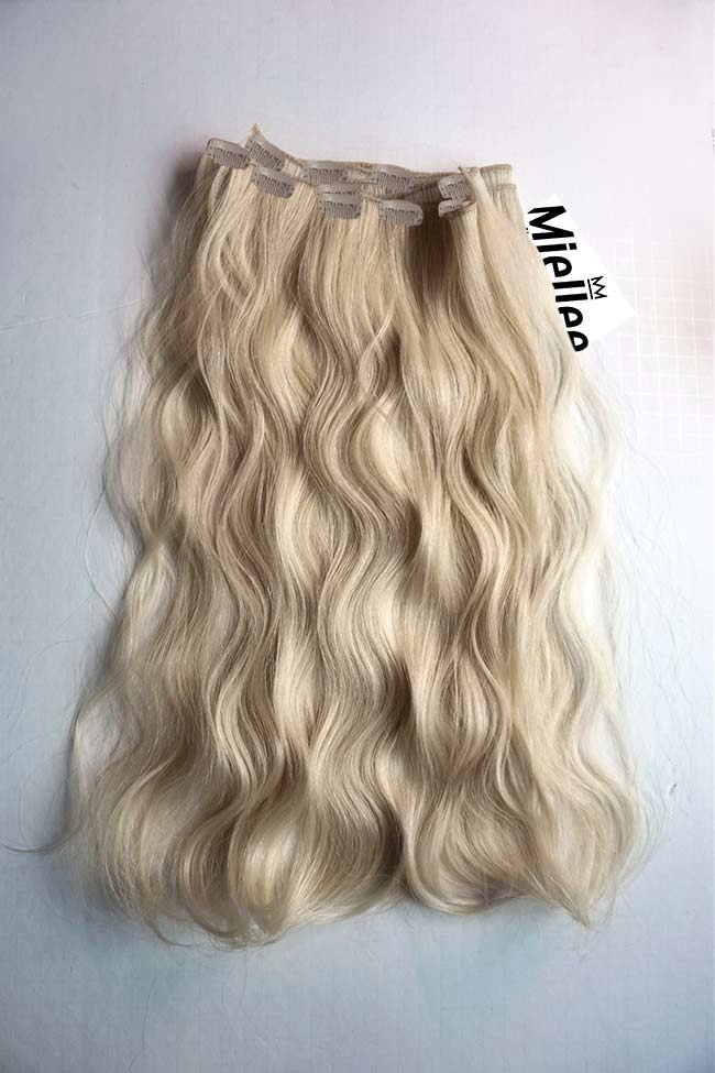 Clip In Hair Extensions Champagne Blonde Beach Wave Miellee