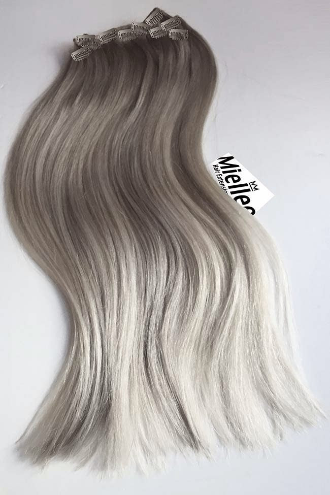 Medium Ash Blonde Balayage Clip In Extensions | Straight Human Hair ...