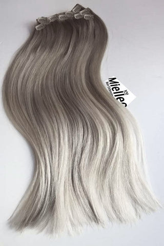 Medium Ash Blonde Balayage Clip In Extensions Straight Human