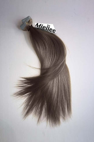 Ashy Smokey Brown Tape In Hair Extensions Remy Human Hair