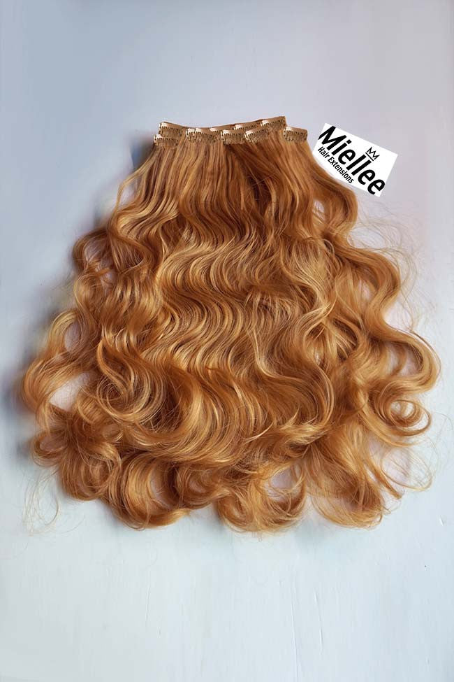 Strawberry Blonde Clip In Extensions Beach Wave Remy Human Hair