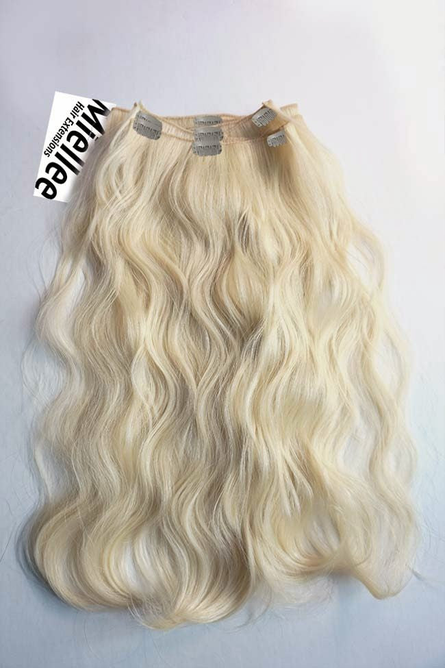 Vanilla Blonde Clip In Extensions Beach Wave Remy Human Hair