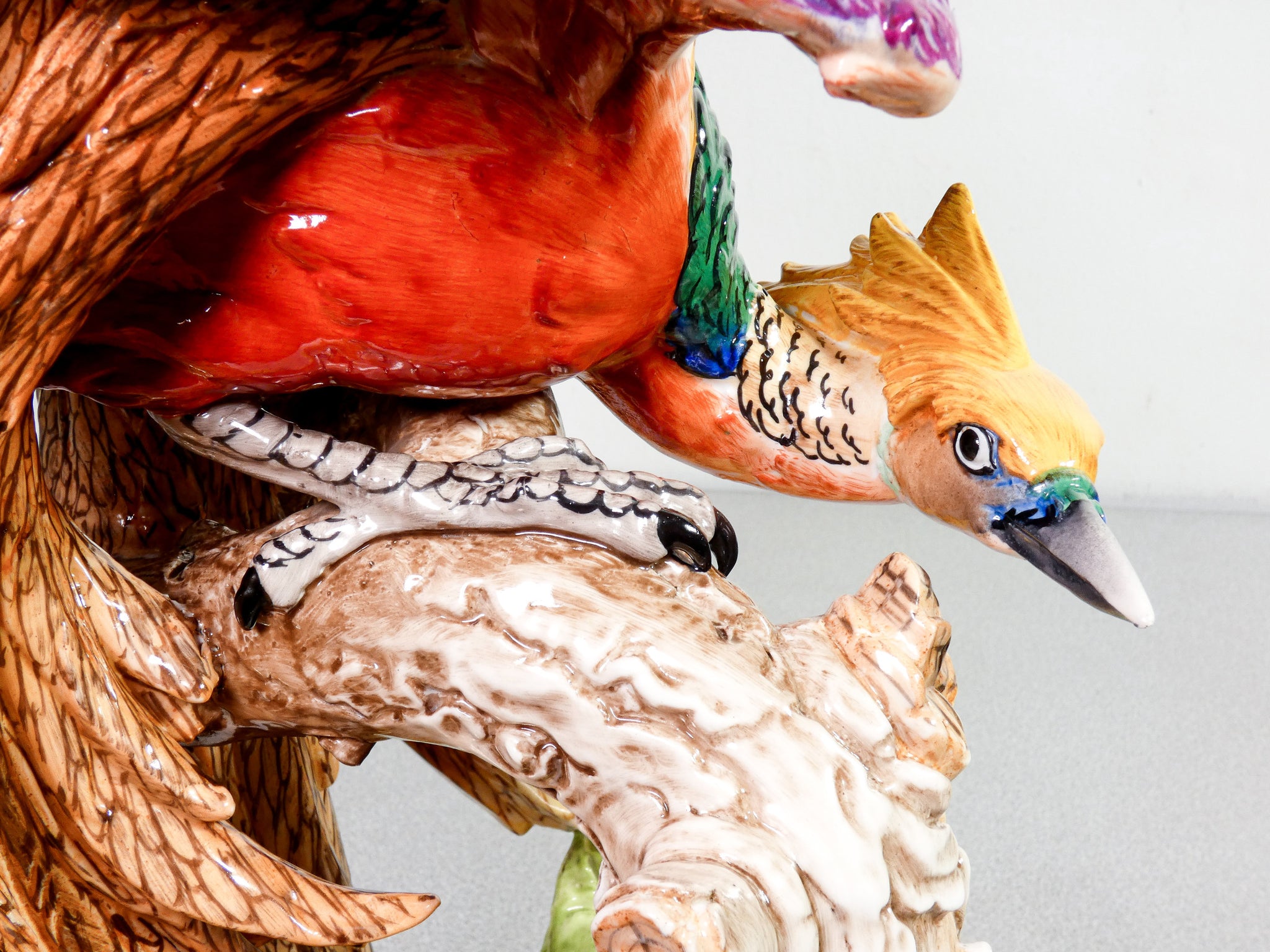 scultura uccello fenice ceramica carl thieme dresden meissen porcellana epoca