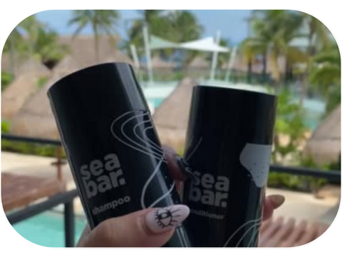 seabar travel size shampoo at a beach resort