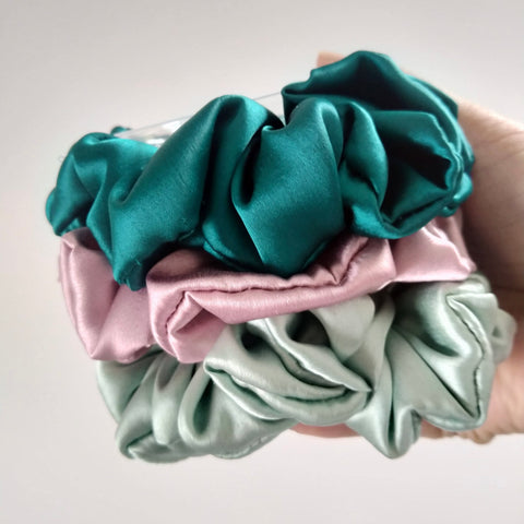 Pretty in Pink Silk Scrunchies XL size - Set of 3 –