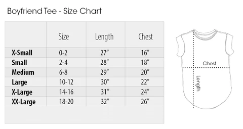 Size chart BF Side Slit Tee