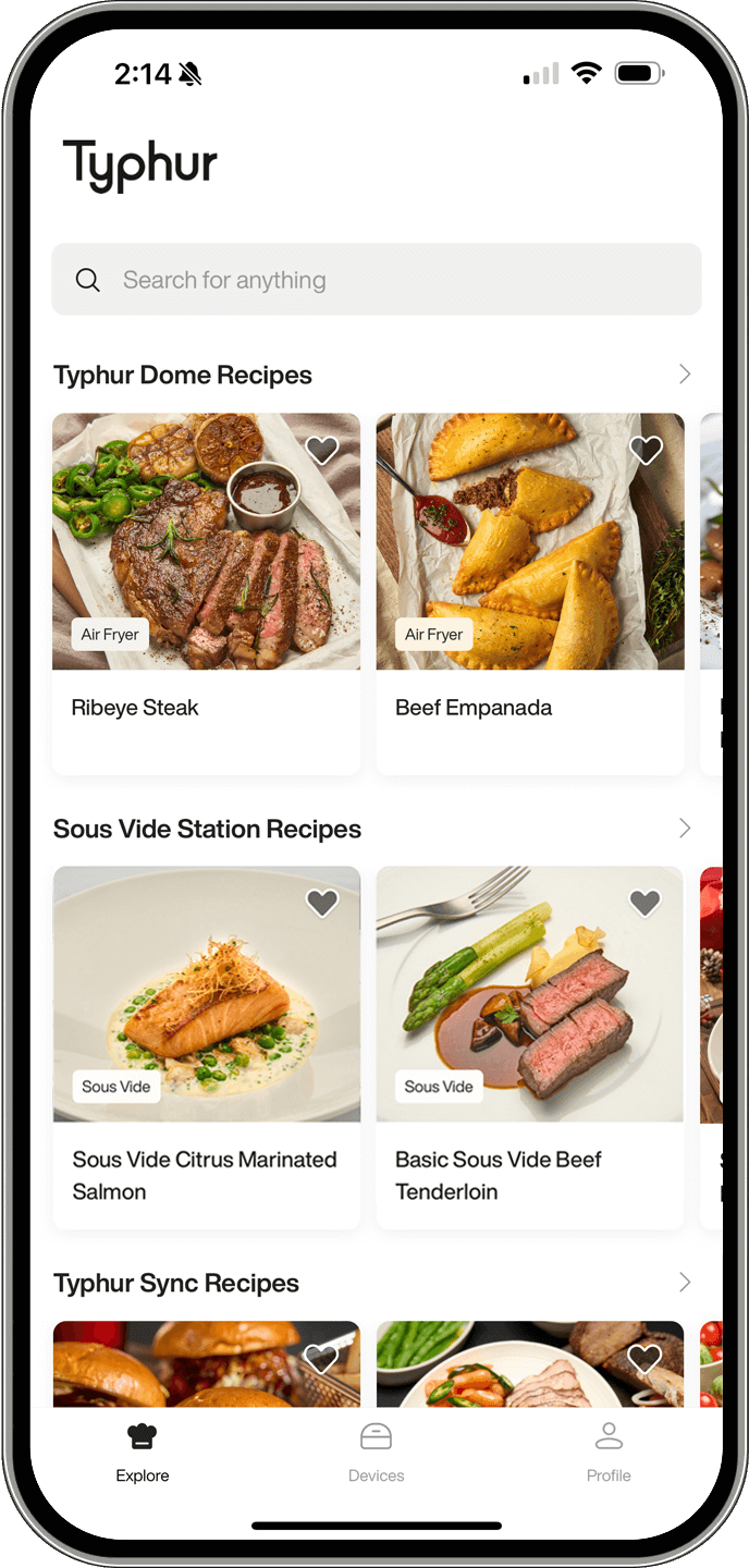 Customized cooking with Typhur App