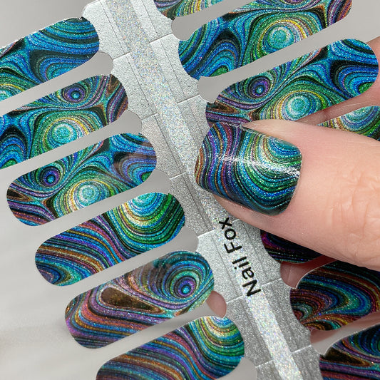 Art Design Manicure With Peacock Feather On Female Hands Closeup Stock  Photo - Download Image Now - iStock