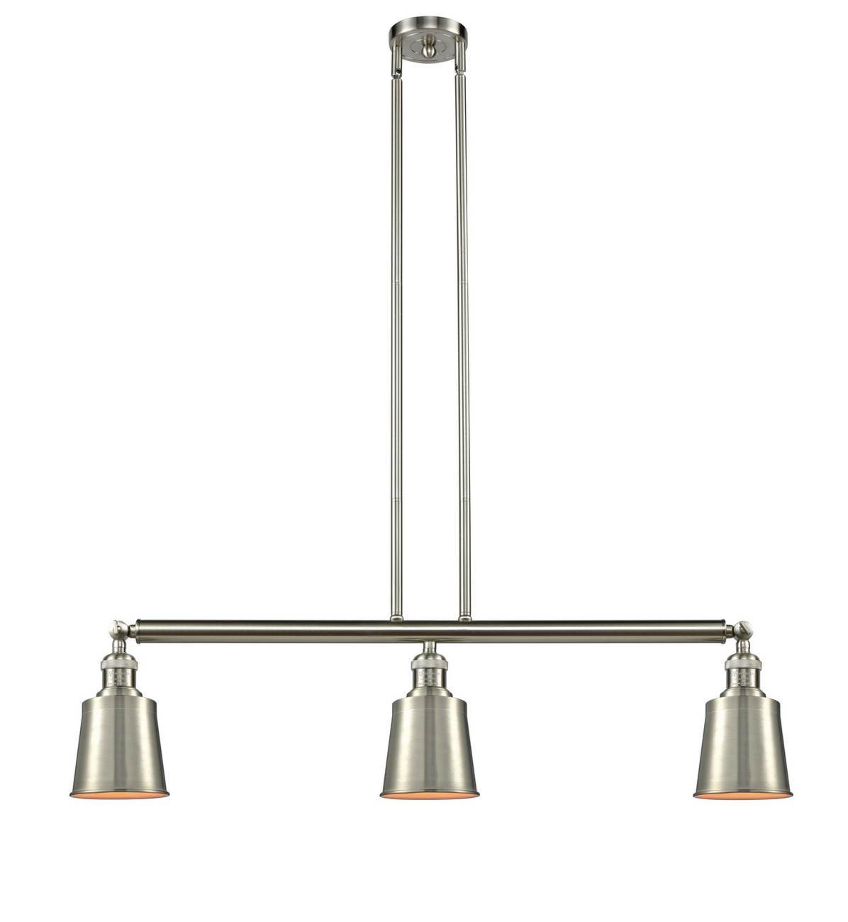3-Light 37.75" Brushed Satin Nickel Island Light Brushed Satin Nickel Addison LED
