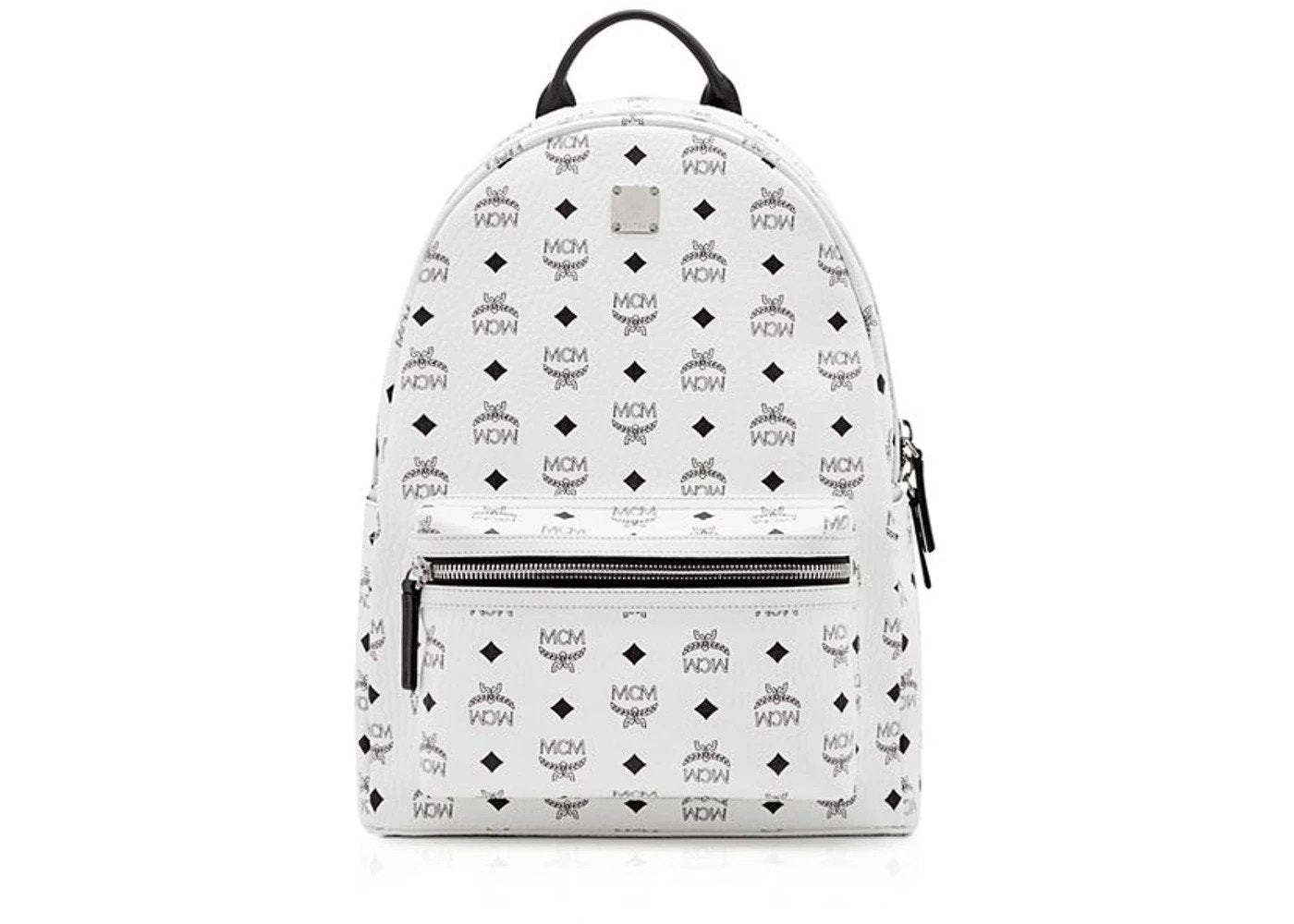 MCM Viva Red Stark Backpack w/White Logo Visetos 40 at FORZIERI