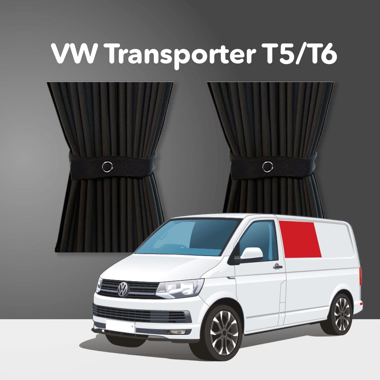 Vorhang Set für VW T5 / T6 - Mitte Rechts - Schiebetür (Standard Schwa