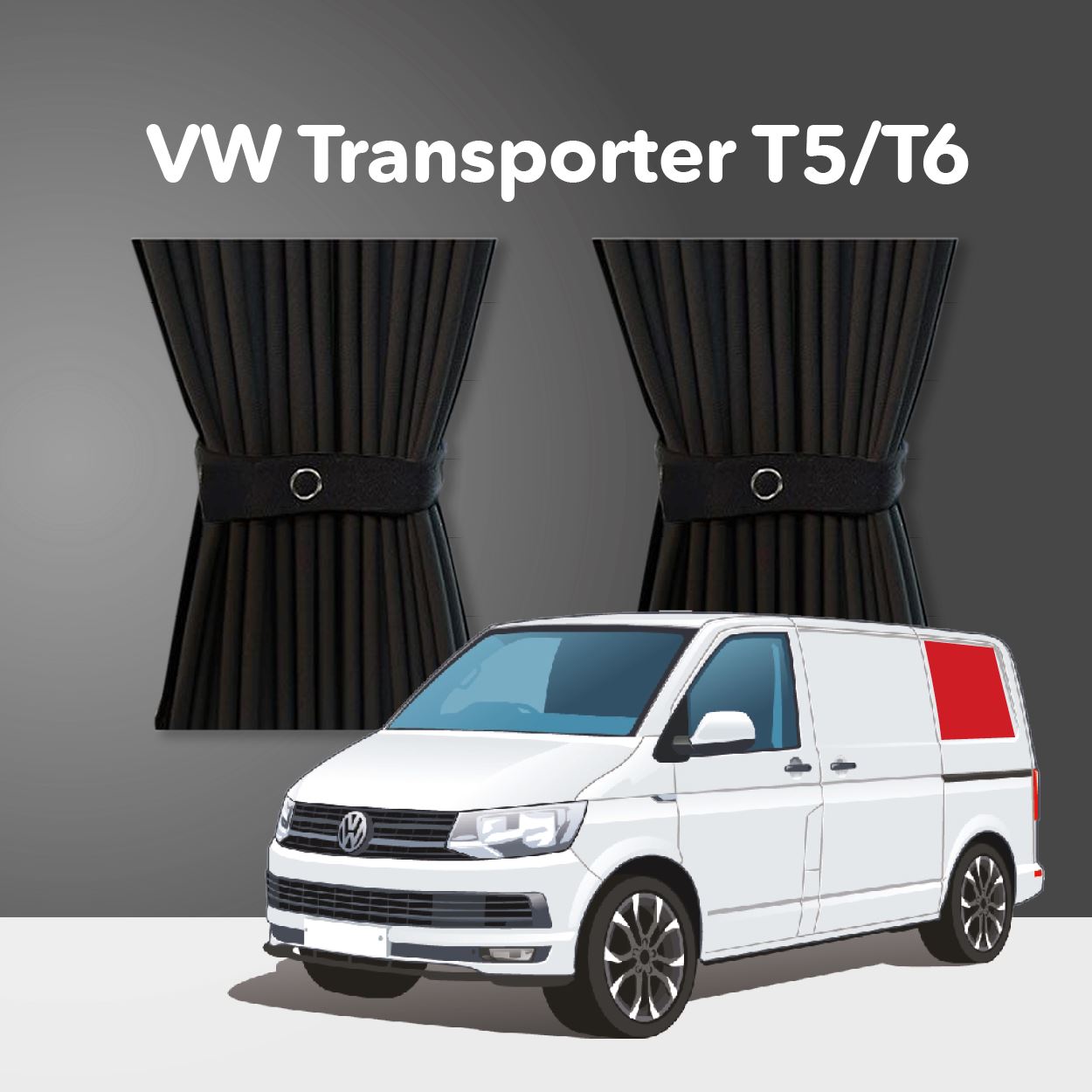 VW T6 T5 T4 BLACKOUT Curtain Kit BLACK Centre PASSENGER OR DRIVER SIDE  Curtains £26.30 - PicClick UK