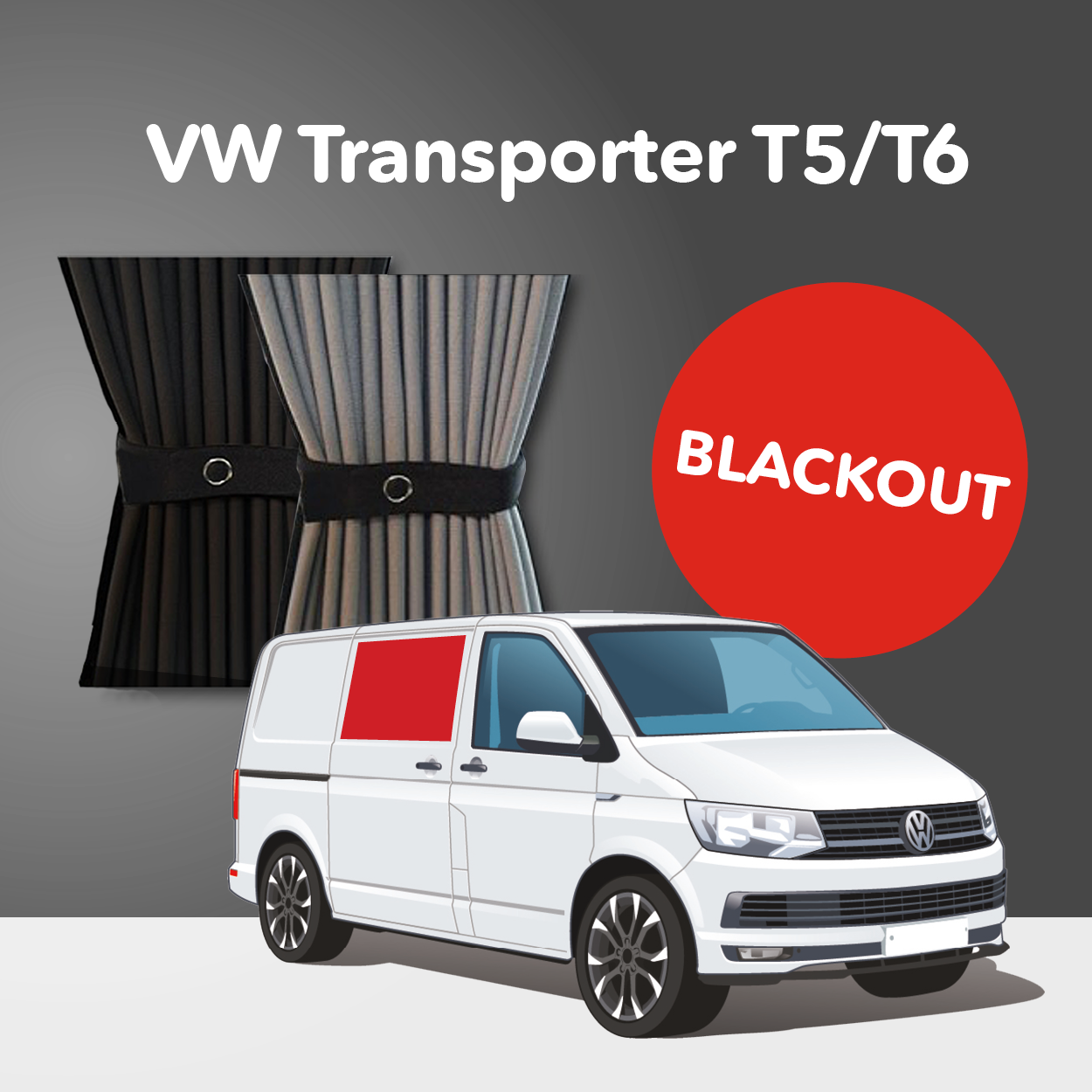 Tailored Blackout Curtain - Grey - Cab Divider - VW T5 T6 03 - Vanstyle