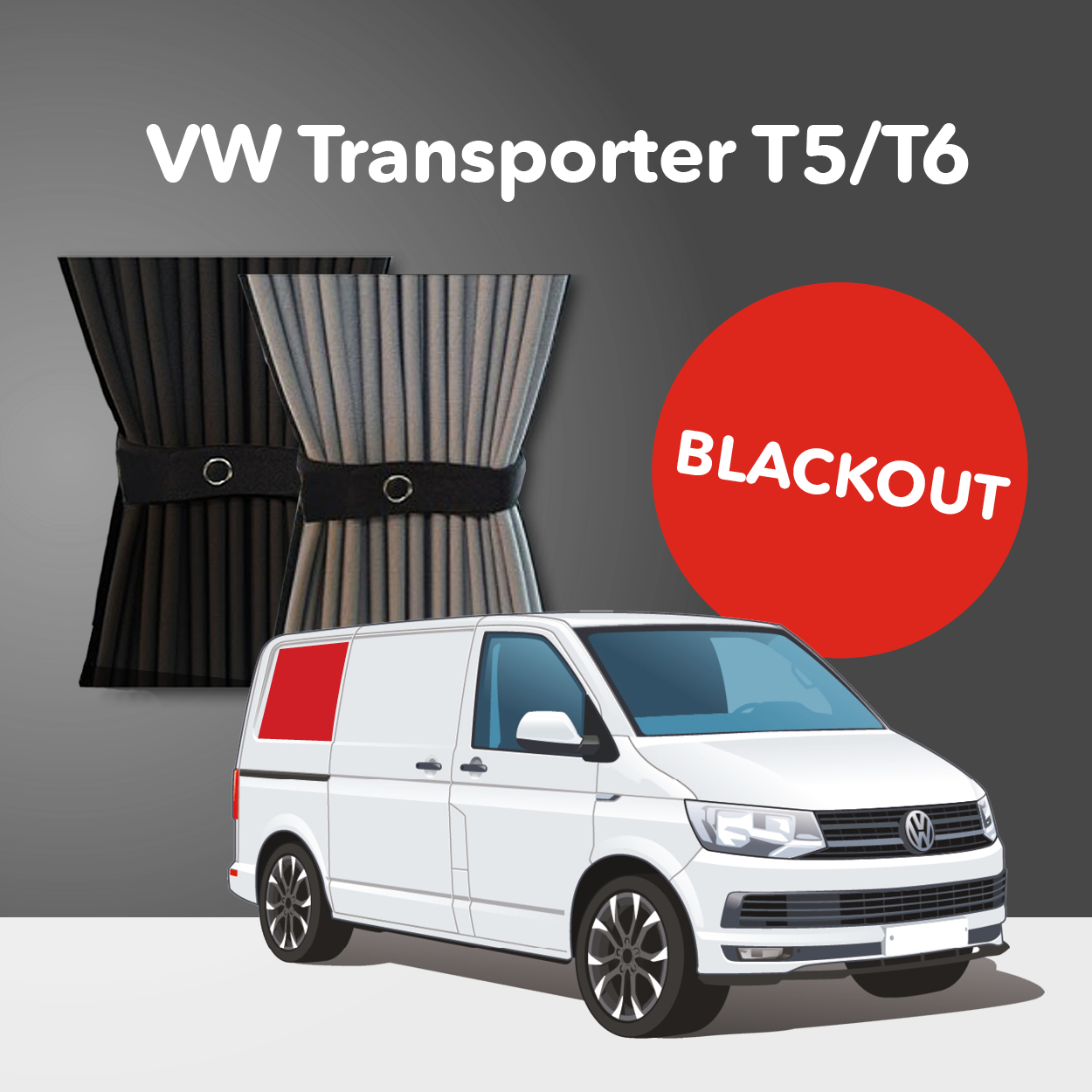 Hinter Fenster Sonnenschutz Gardinen für VW T5 & T6 Transporter Multiv