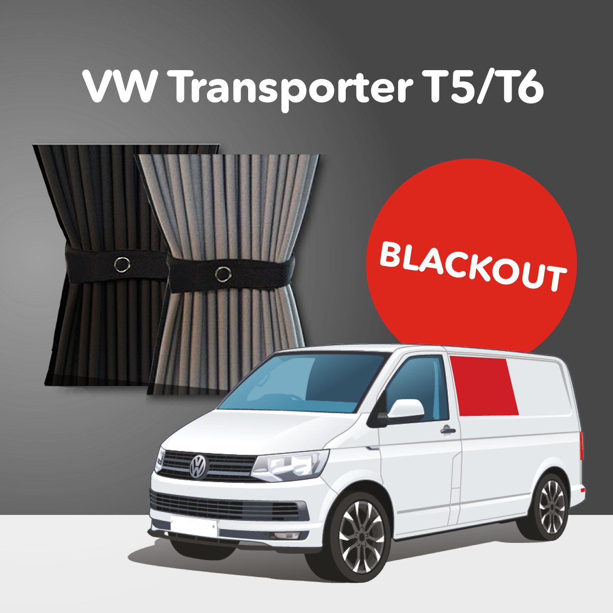  Rideaux de Séparation de Cabine Compatible avec VW Transporter  T6 2015 à 2023 Van Camionnette Noir