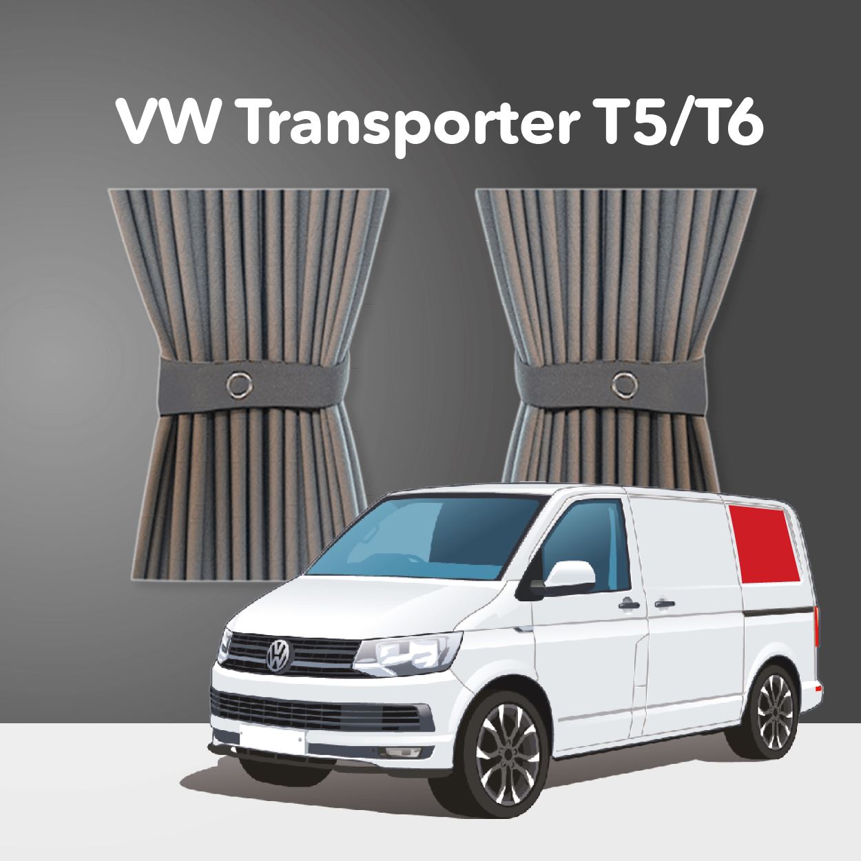 VW T5/T6 Kit de rideaux - Porte à hayon avec essuie-glace (Standard Gr