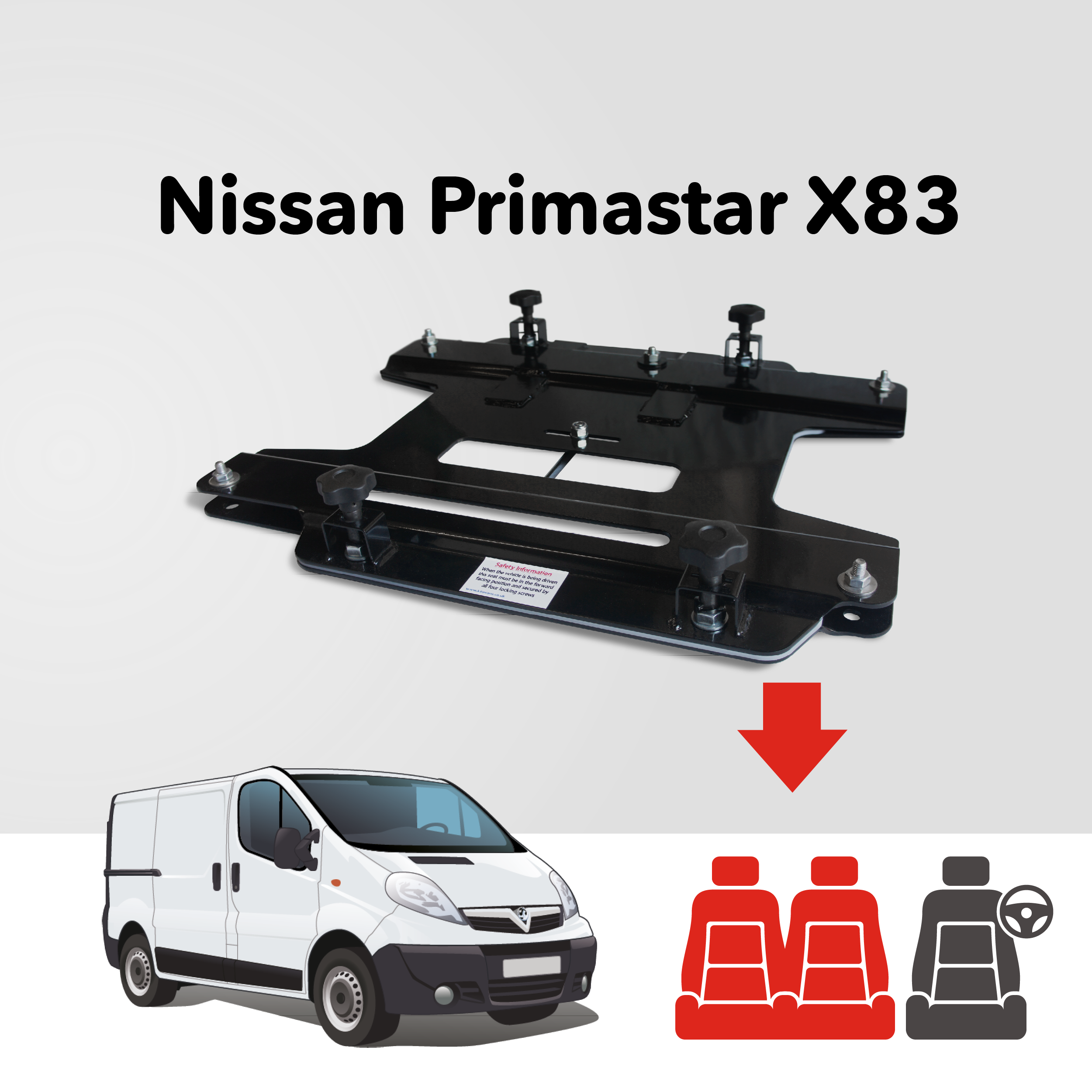 Kiravans Nissan Primastar 2001-2014 (2nd Gen) Double Passenger Seat Swivel - Kiravans Europe product image