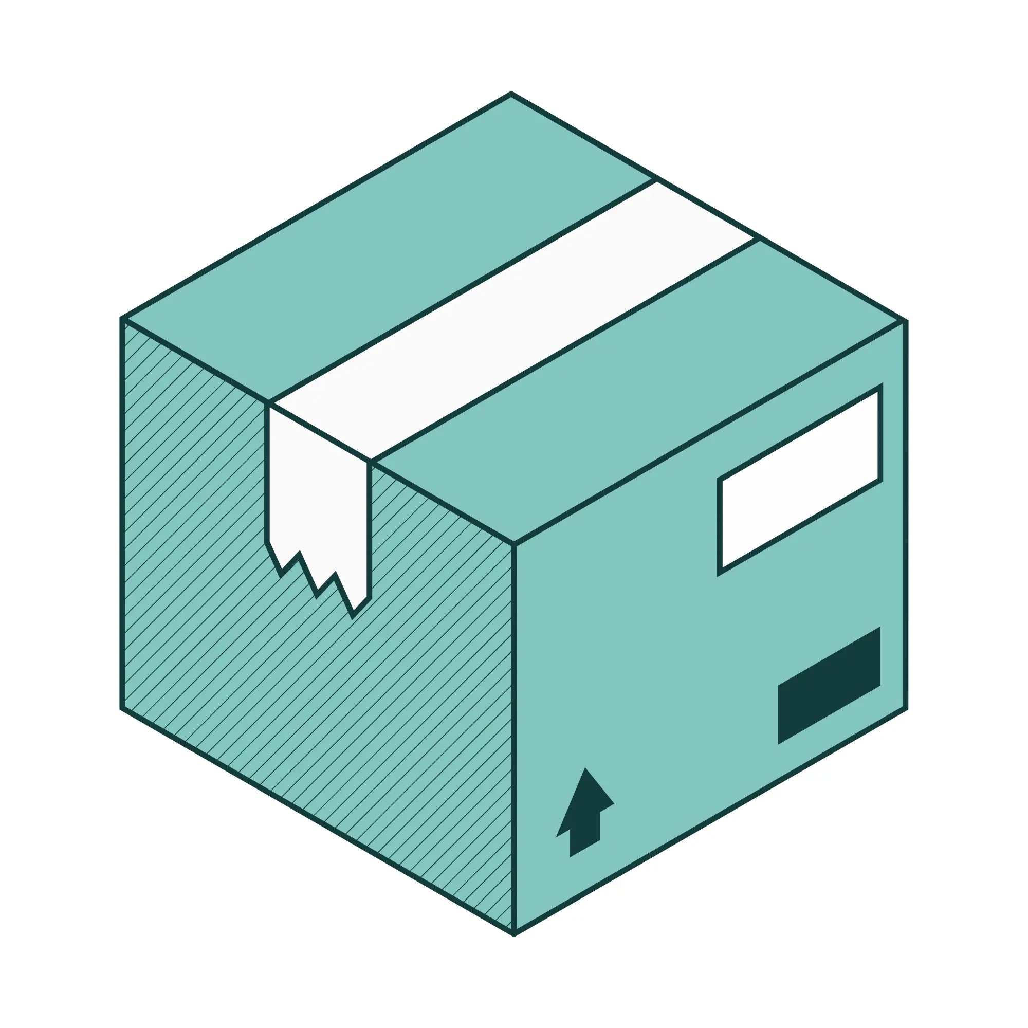 Fast secured shipping box icon