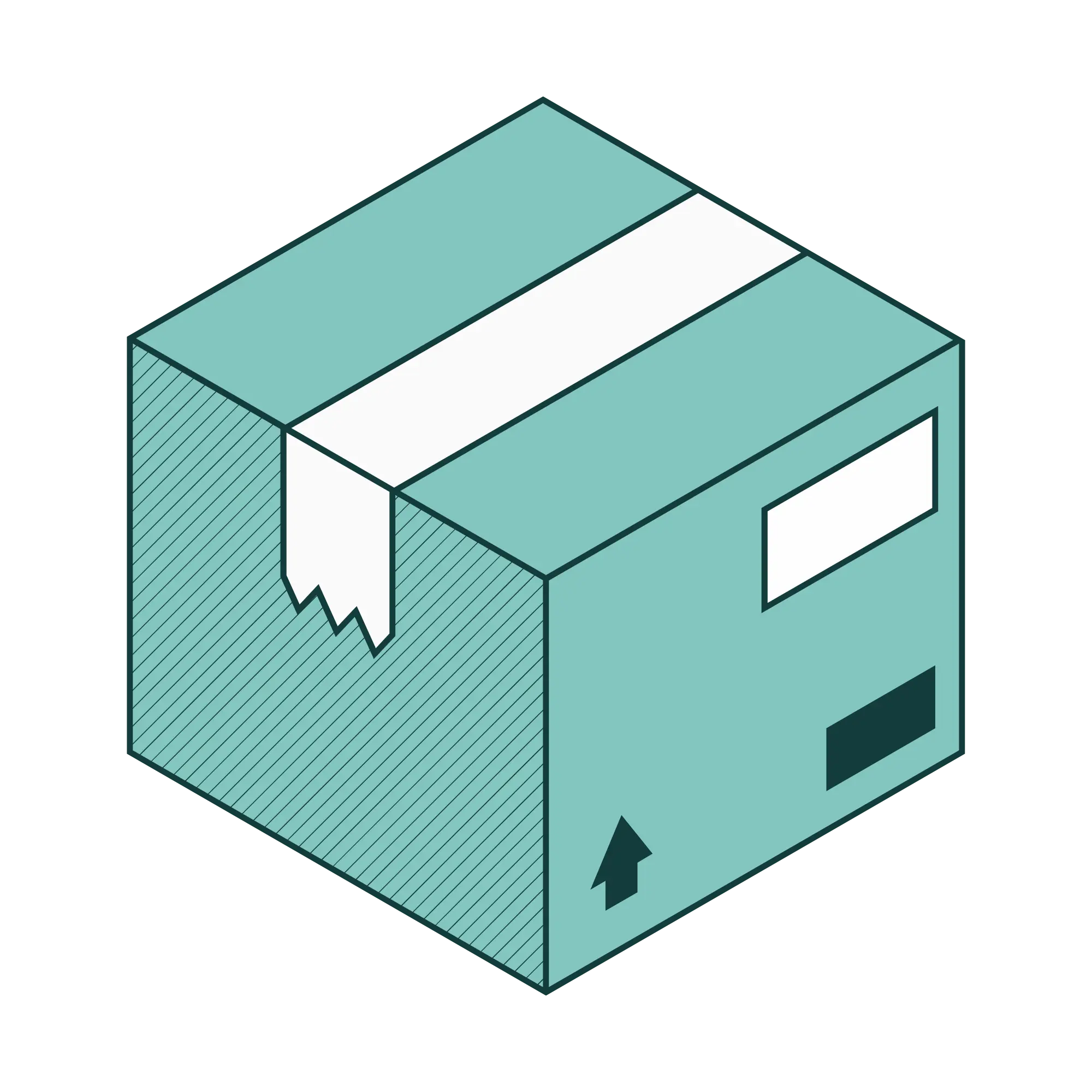 Fast secured shipping box icon