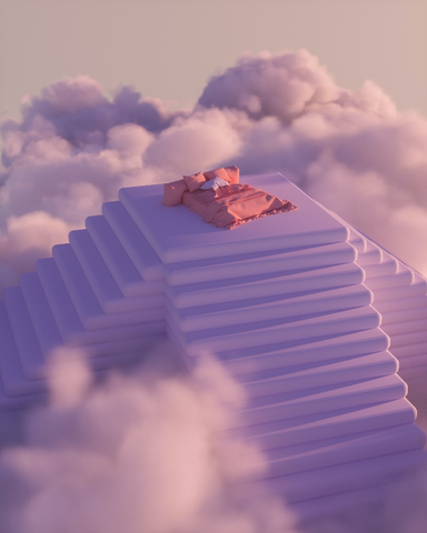 a bed in the clouds