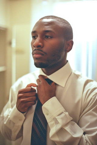 Man Wearing Spread Colar Dress Shirt and Tie