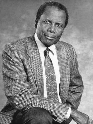An older Sidney Poitier in a Sports Jacket and Tie (B&W)