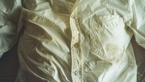Wrinkled and Stained Men's White Dress Shirt