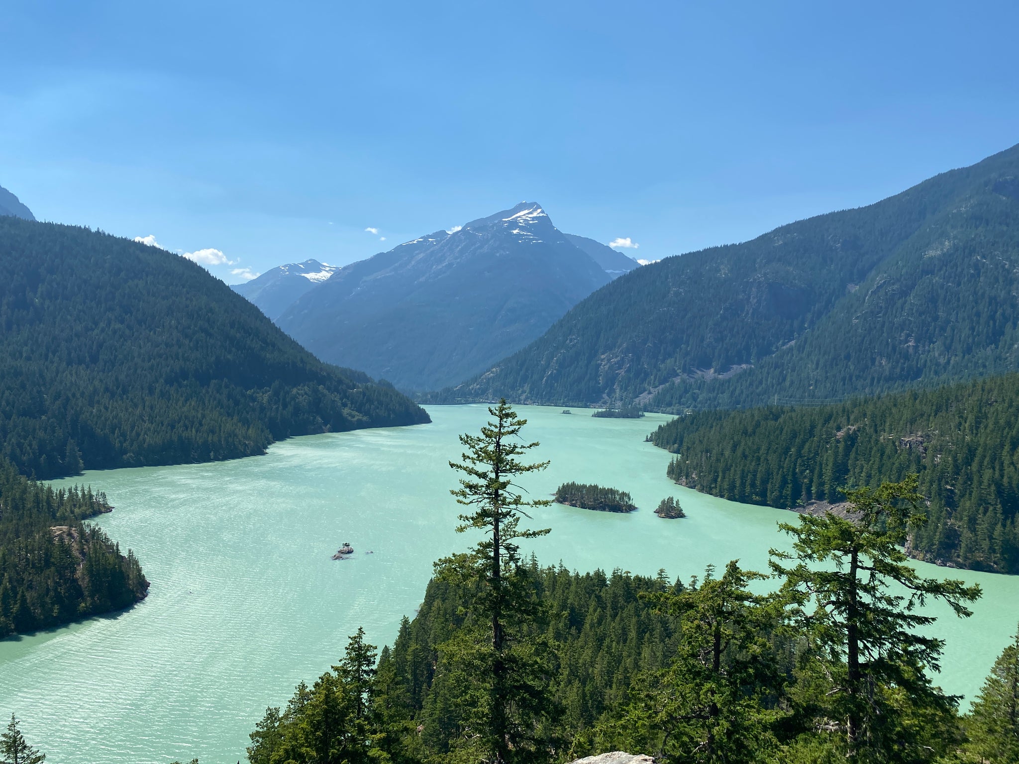 diablo lake vista point surrounded by evergreens northern cascades 2021