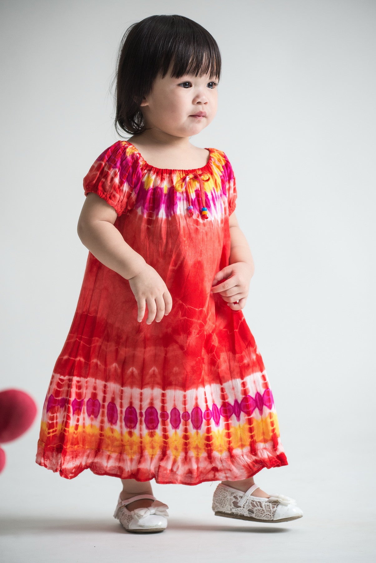 red cotton dress with sleeves
