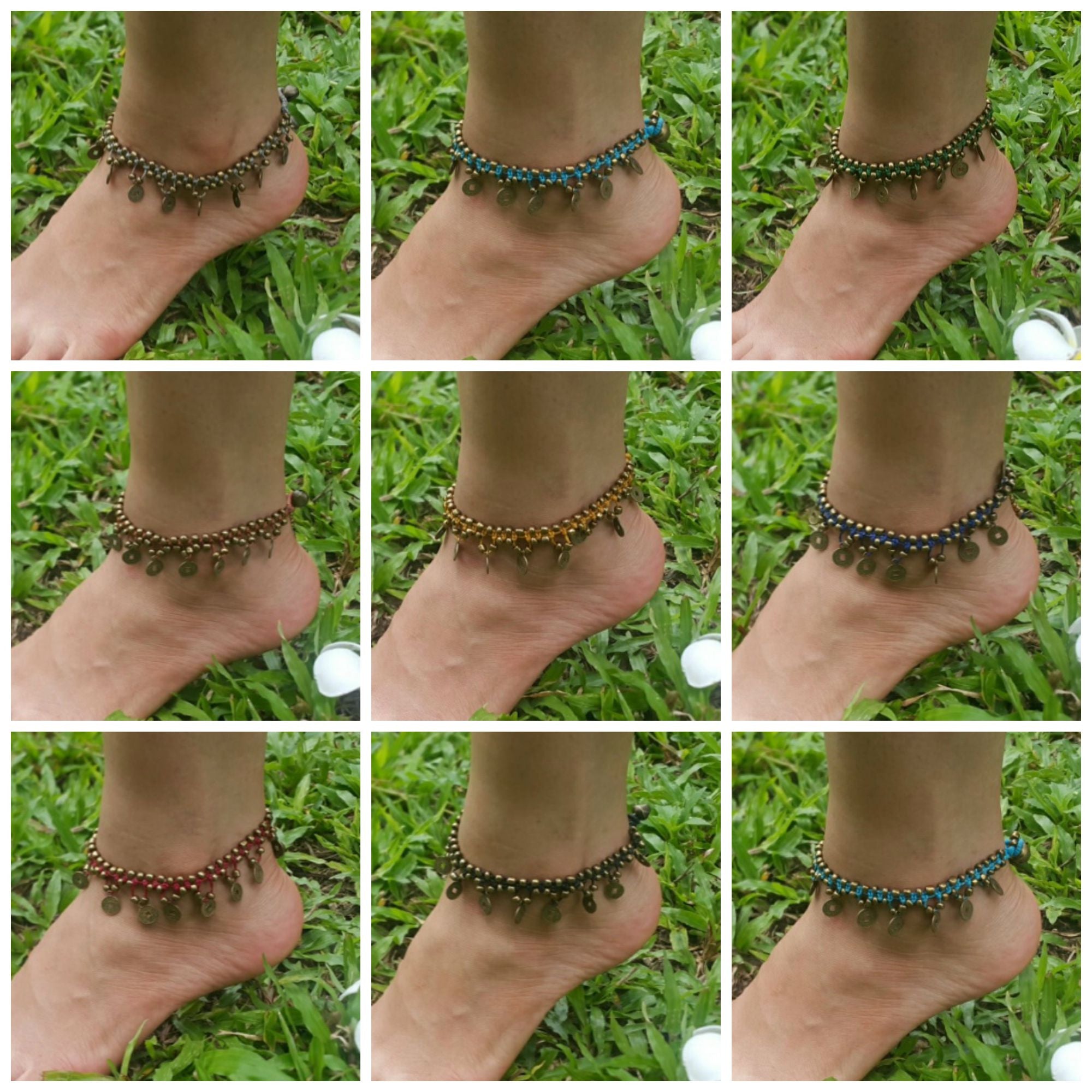 Wholesale Assorted set of 10 Thai Stone Adjustable Anklets – Sure ...