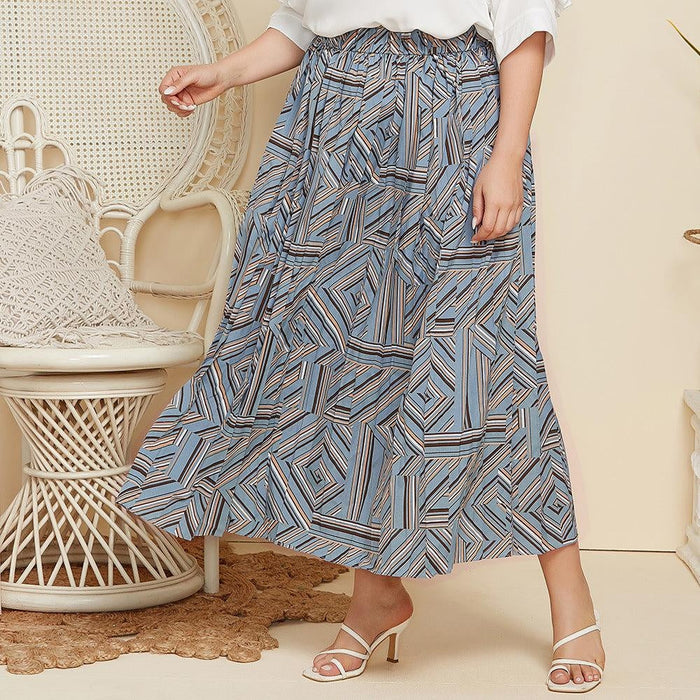 Geometric Print Long Skirt Plus Sizes | Multiple Sizes