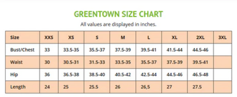 Greentown Size Chart 