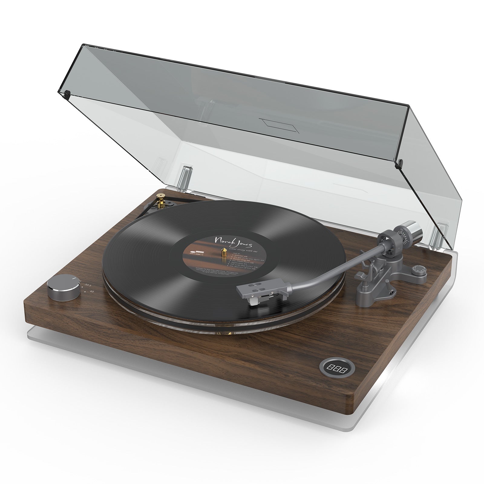 Analog Turntable with MM Cartridge, Acrylic Platter, Speed Control, and Vibration Isolation