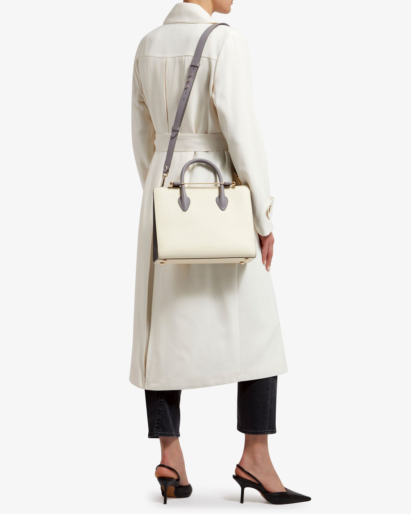 The Strathberry Midi Tote - Top Handle Leather Tote Bag - White ...