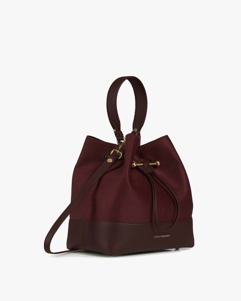 Strathberry - Lana Osette - Leather Mini Bucket Bag - Natural / Brown