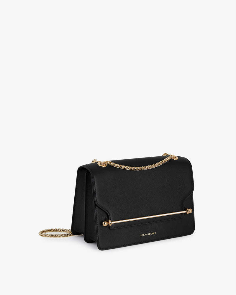 Strathberry East/West Leather Crossbody Mini Bag Black