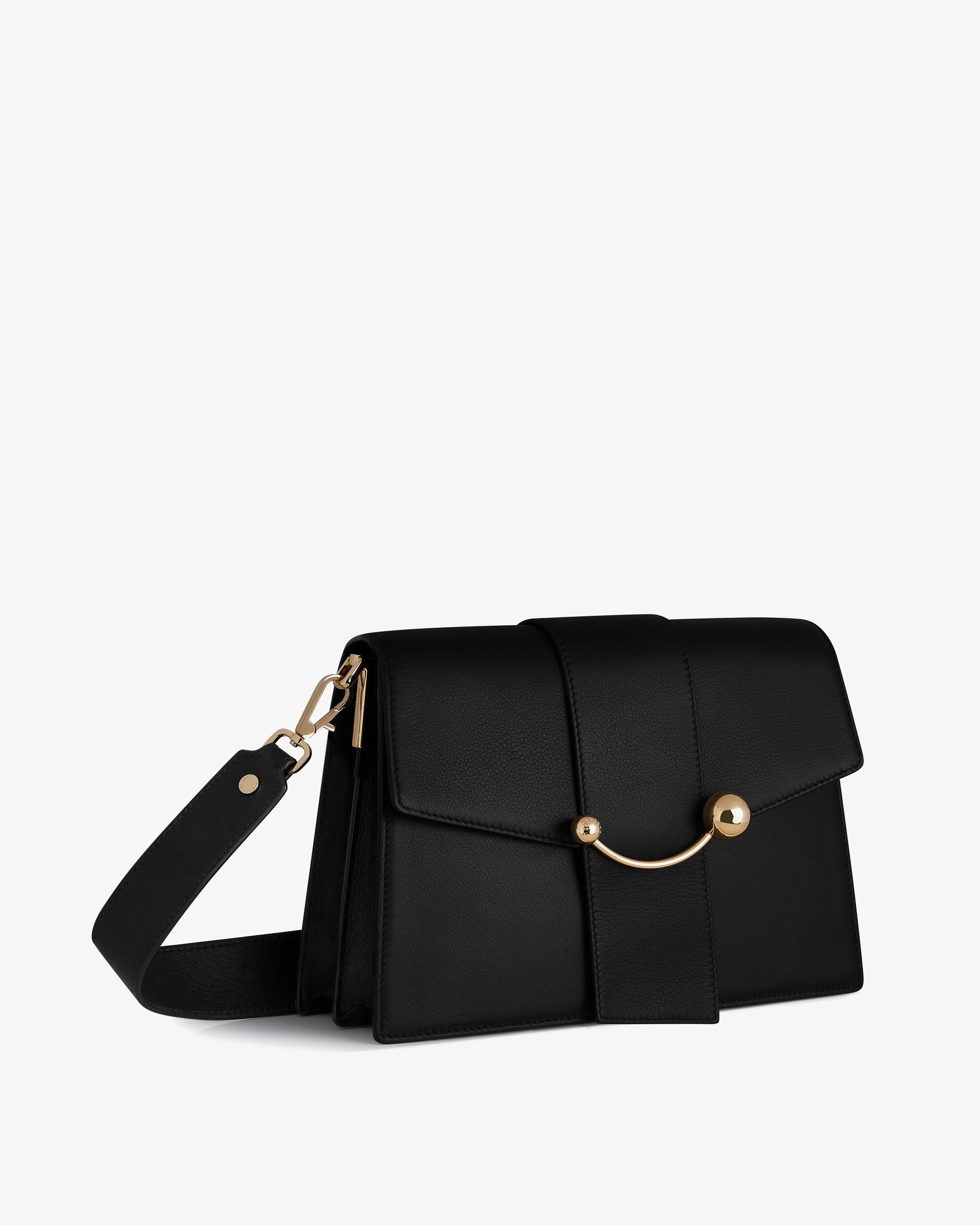 Strathberry - Crescent Shoulder - Leather Shoulder Bag - Black ...