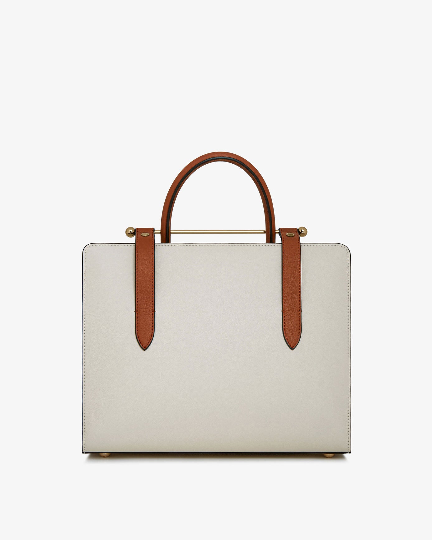 The Strathberry Midi Tote - Top Handle Leather Tote Bag - Tan / Cream ...