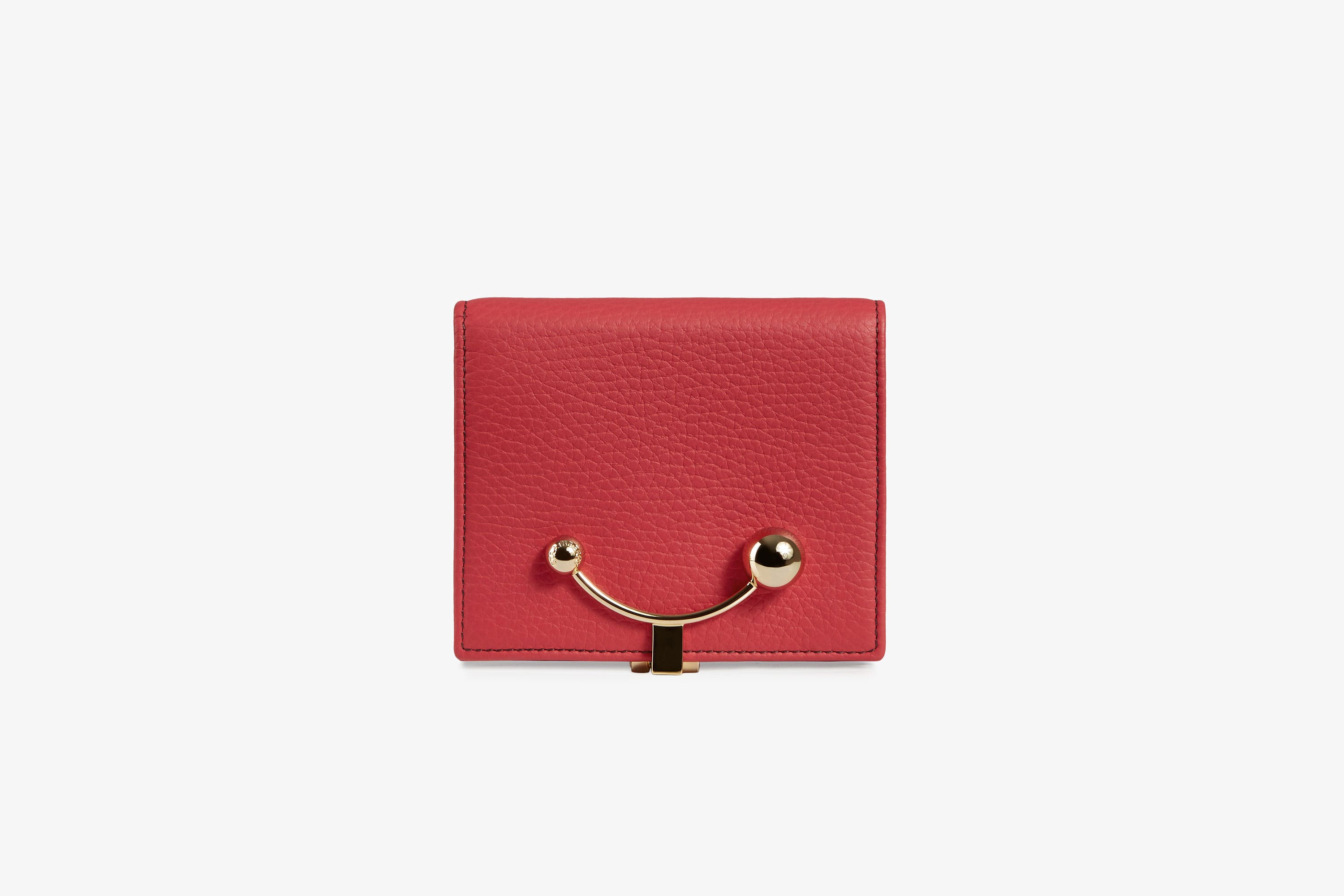 Image of Crescent Wallet - Raspberry Red with Burgundy Stitch