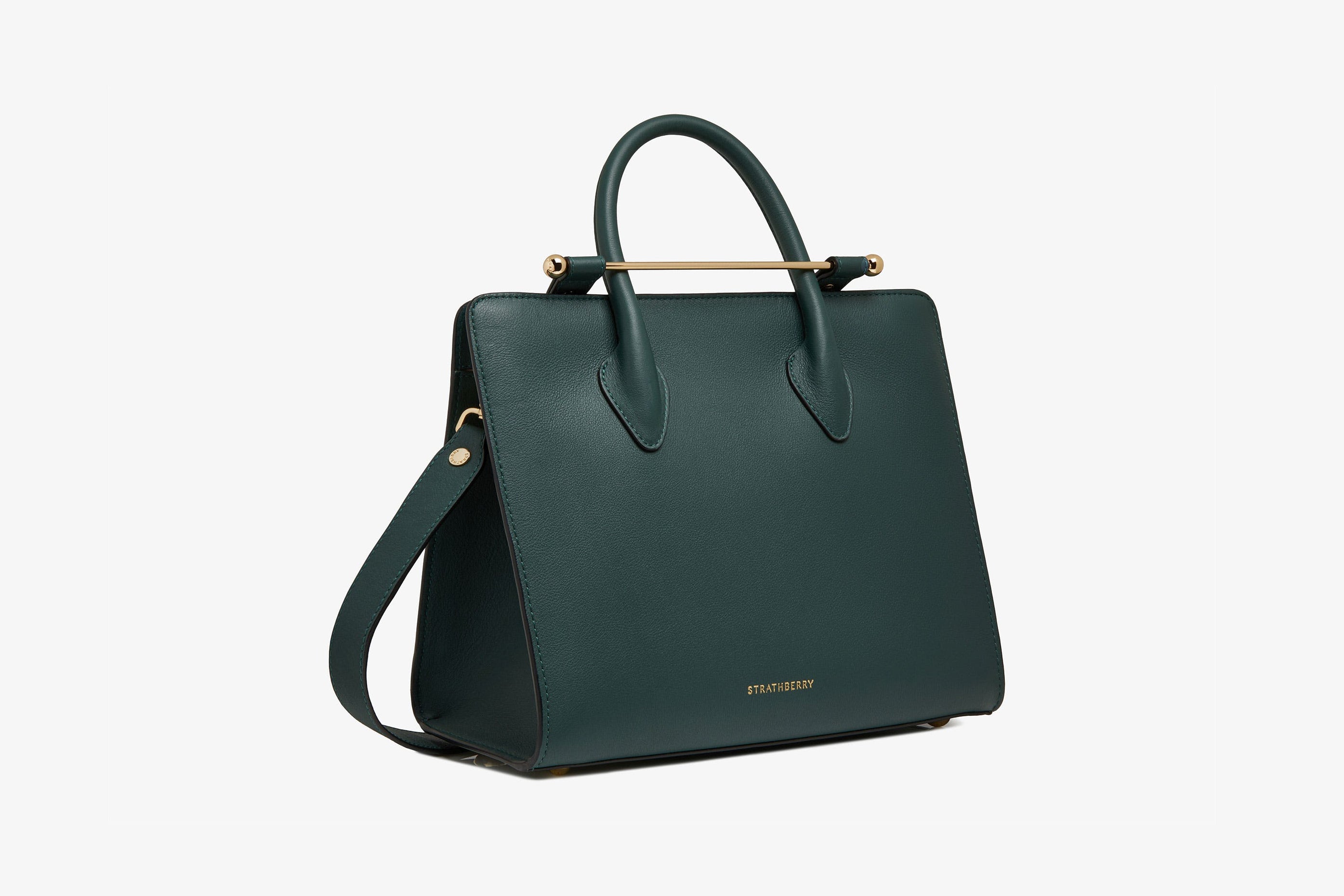 A view showcasing our The Strathberry Midi Tote - Bottle Green