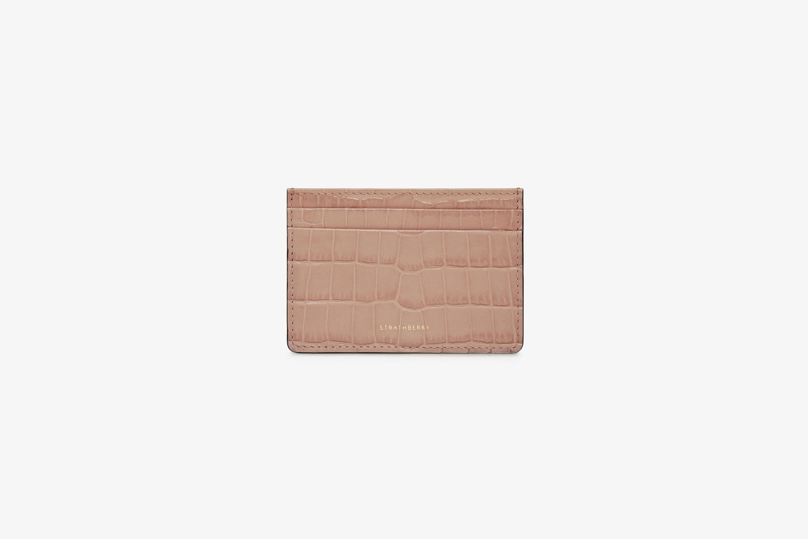 A view showcasing our Cardholder - Croc-Embossed Leather Peony