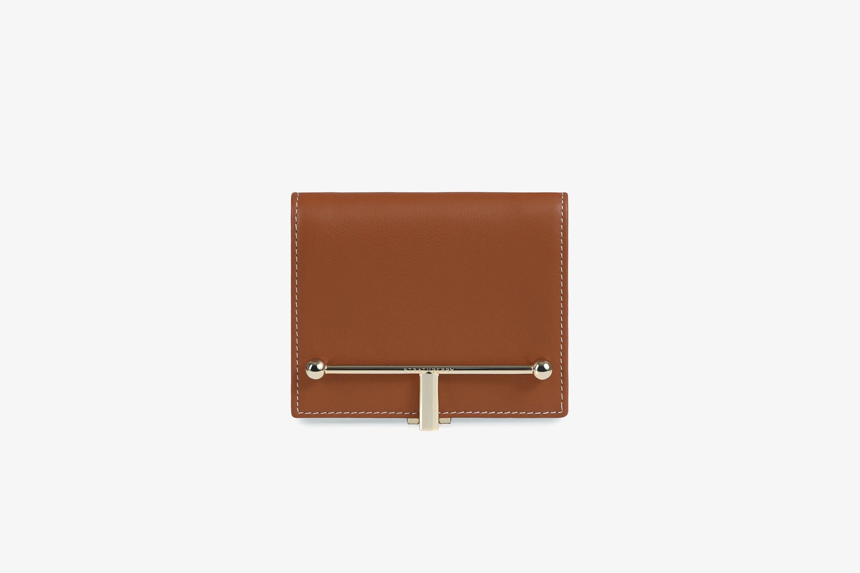 A view showcasing our Melville Street Wallet - Chestnut with Vanilla Stitch