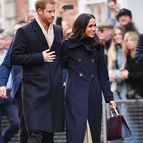 HRH The Duchess of Sussex carries The Strathberry Midi Tote Tri-Colour