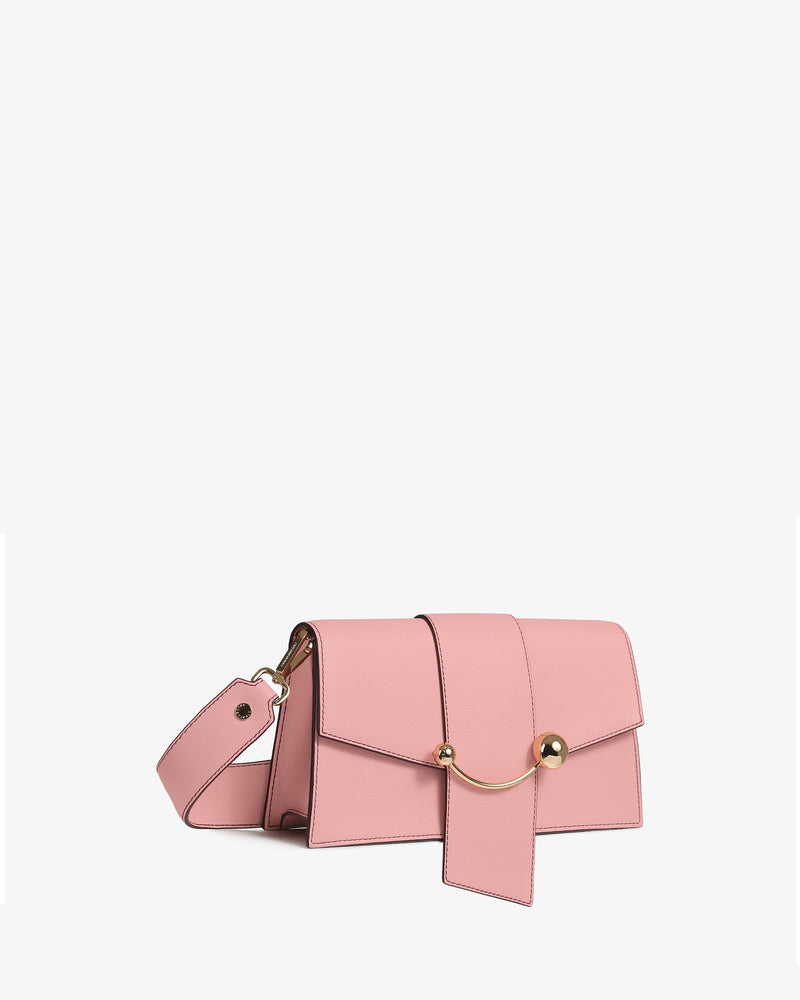 Strathberry Mini Crescent Leather Shoulder Bag in Blush Rose at